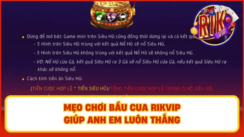 Bầu Cua Rikvip – Siêu Phẩm Đậm Chất Dân Gian, Thắng Tiền Siêu Dễ 4 Áp dụng chiến lược hợp lý sẽ giúp bạn dễ giành chiến thắng khi chơi tại Rikvip
